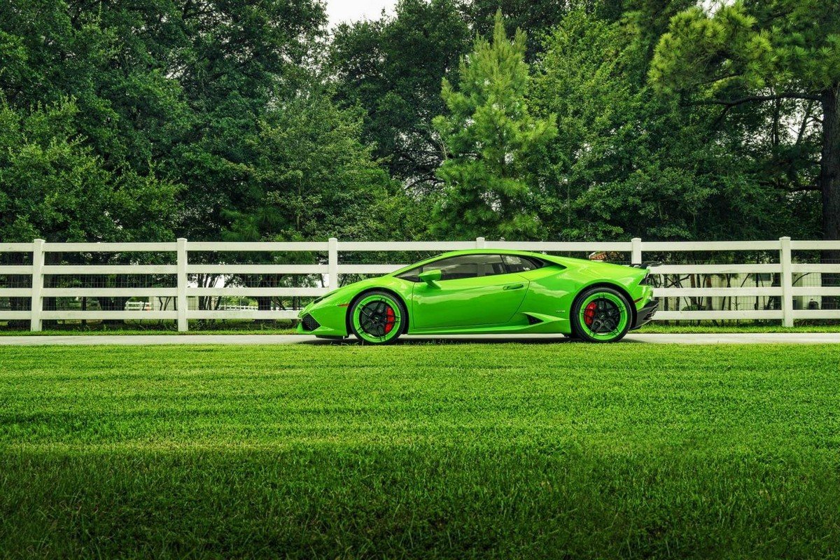 green-car-green-glass-background
