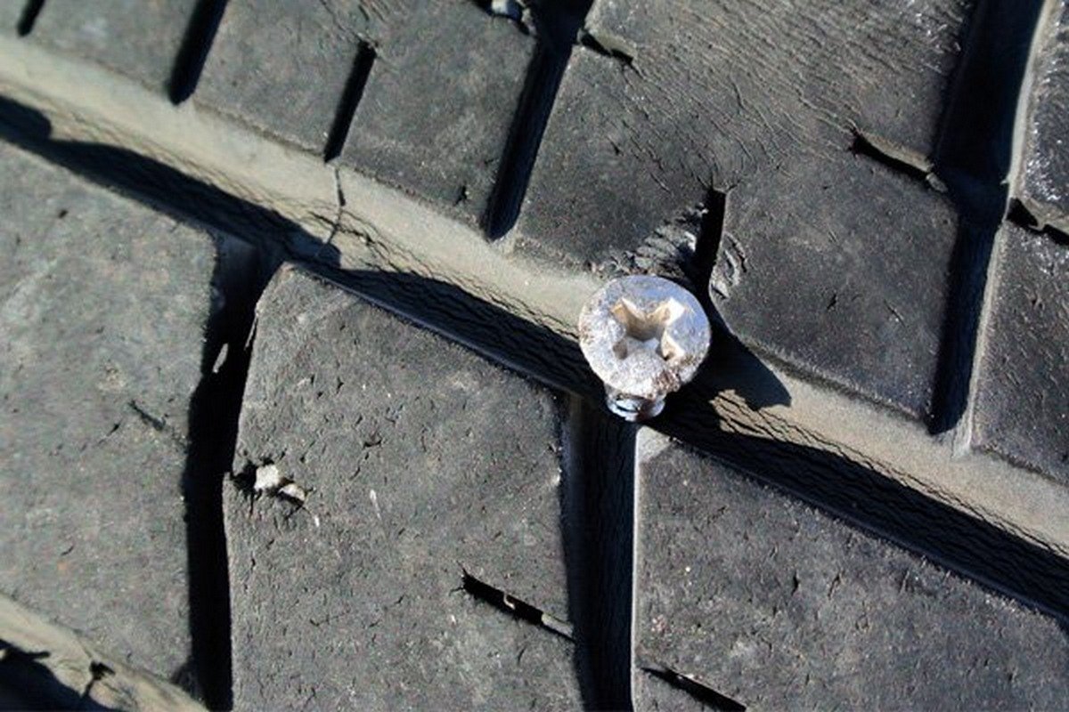 nail lodged in tyre