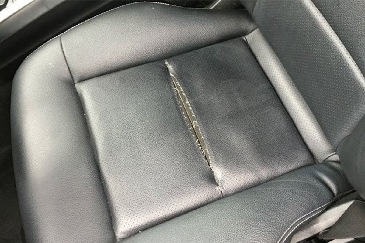 torn leather car seat