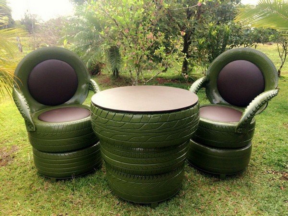 Tyre chairs best sale and tables