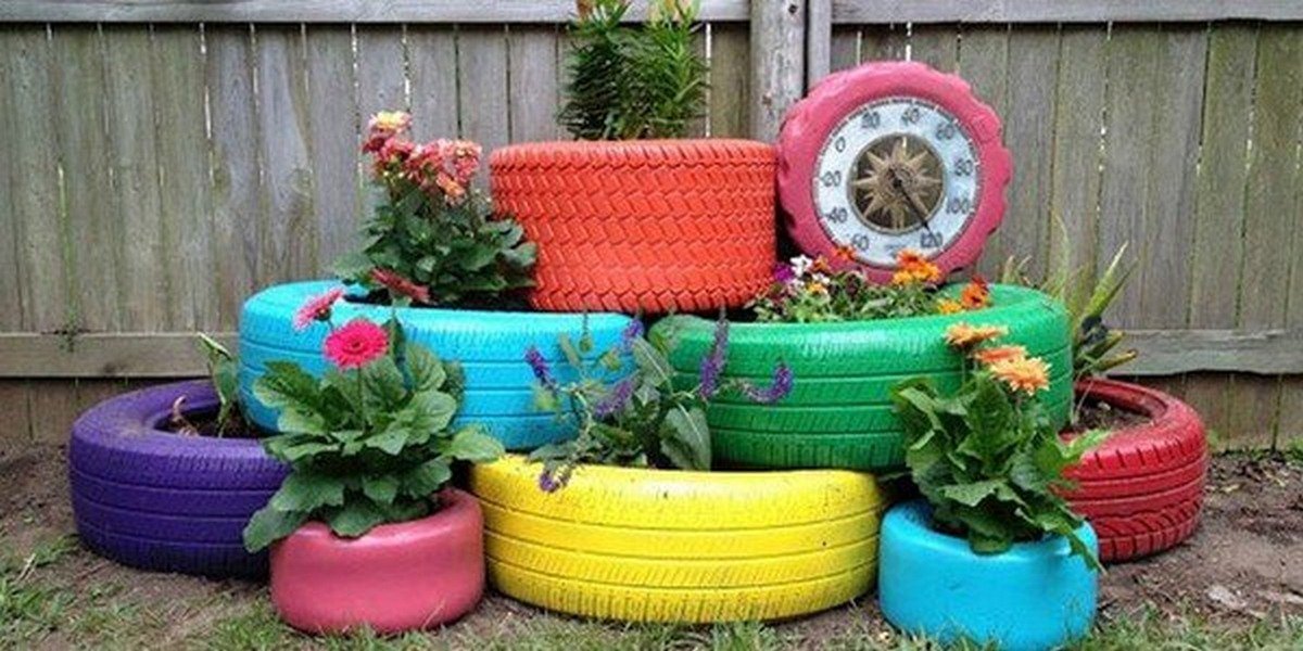 planter tyre garden reuse