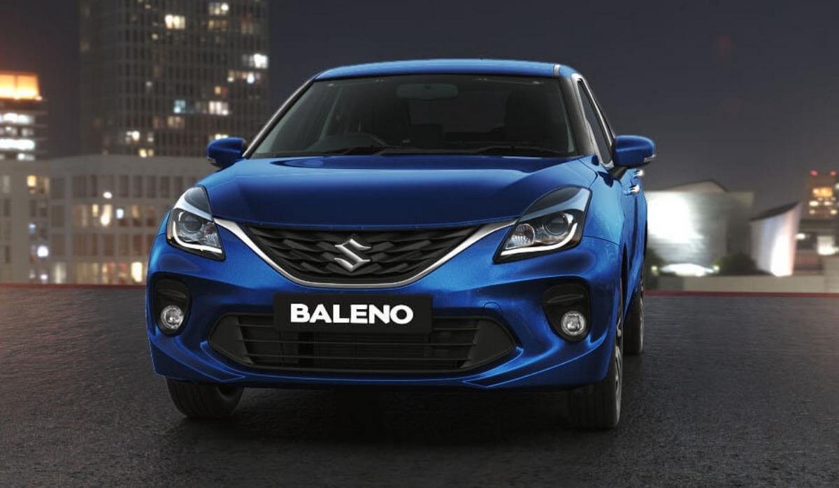 5 seater cars in india maruti baleno blue front angle