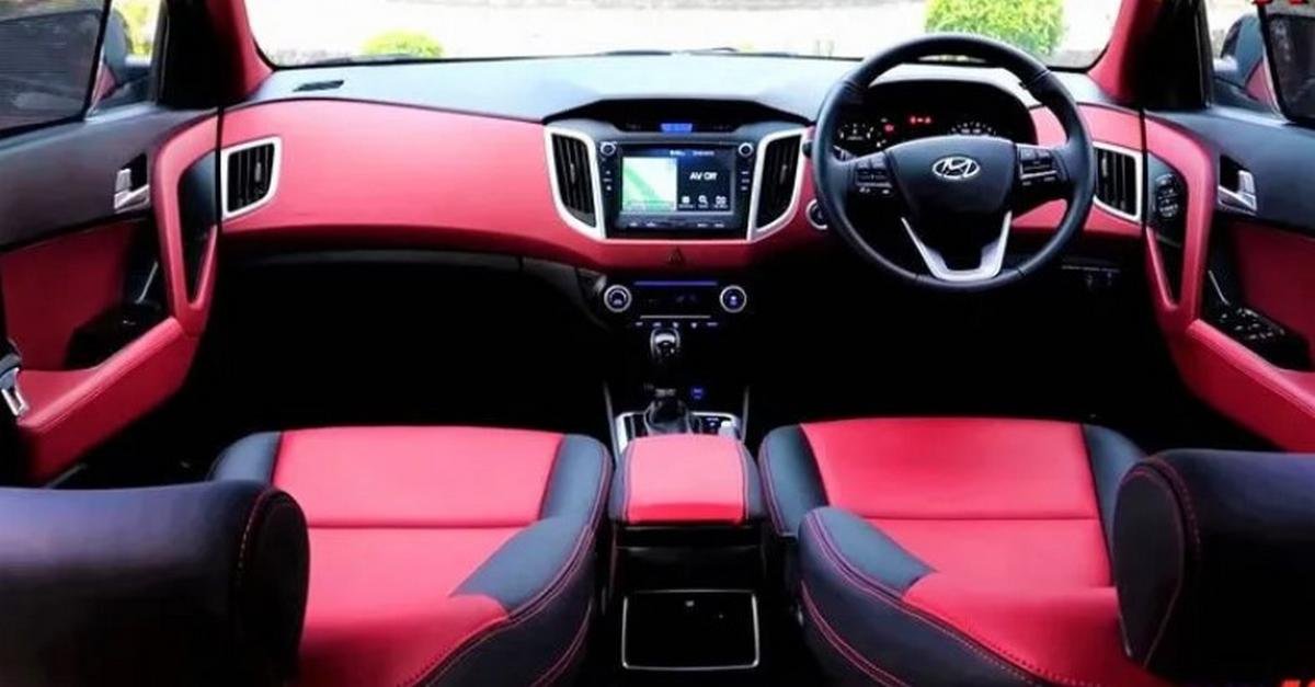 modified hyundai creta black red interior