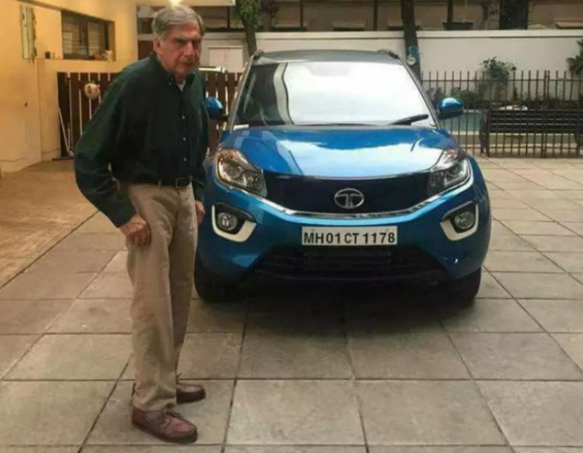 tata nexon with ratan tata front angle