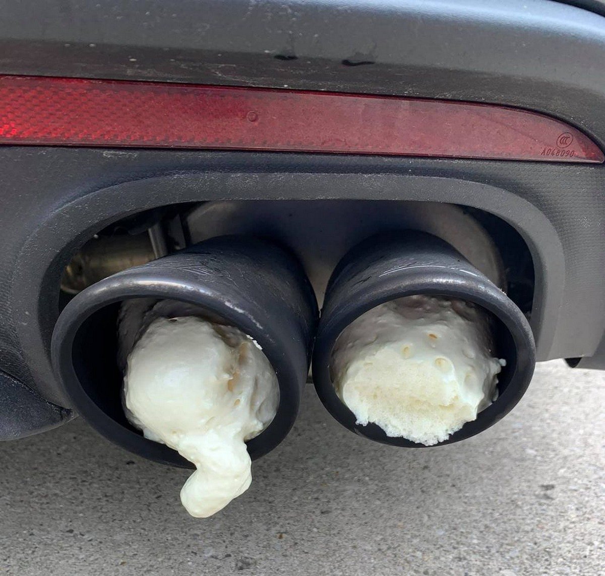 foam from car exhausts