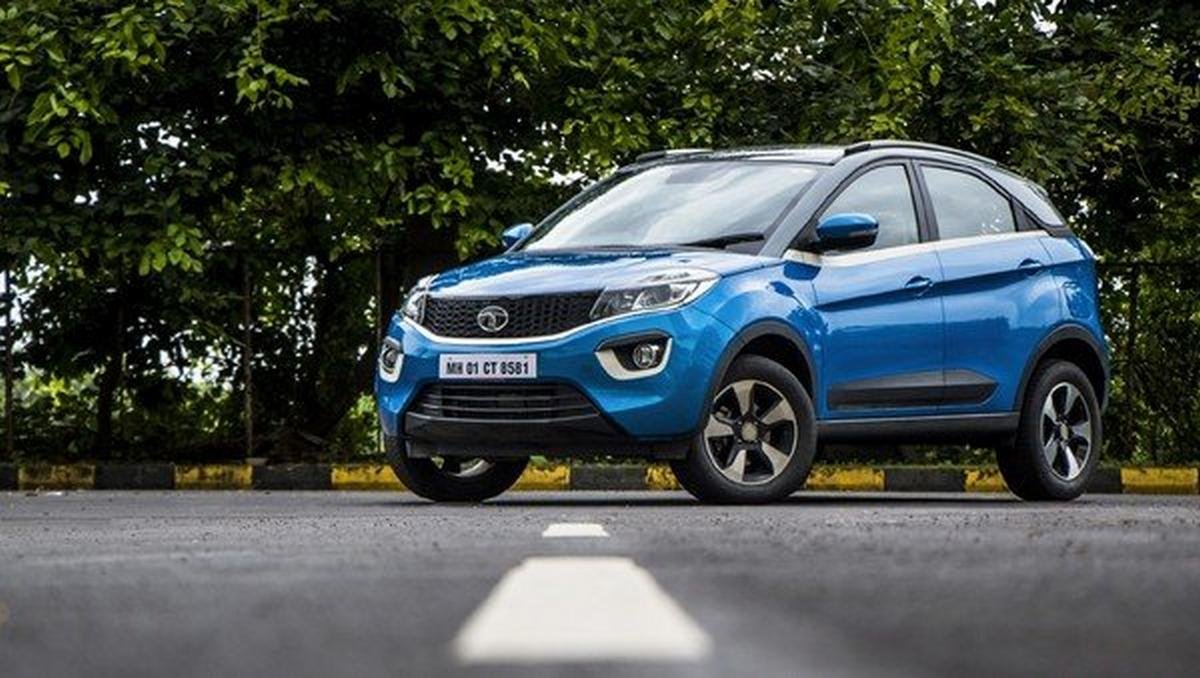 tata nexon blue side profile angle