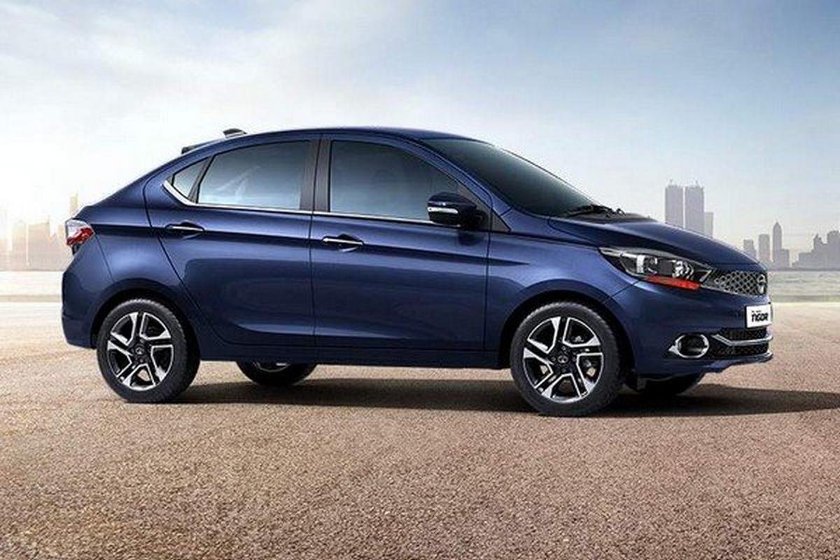 tata tigor blue front angle