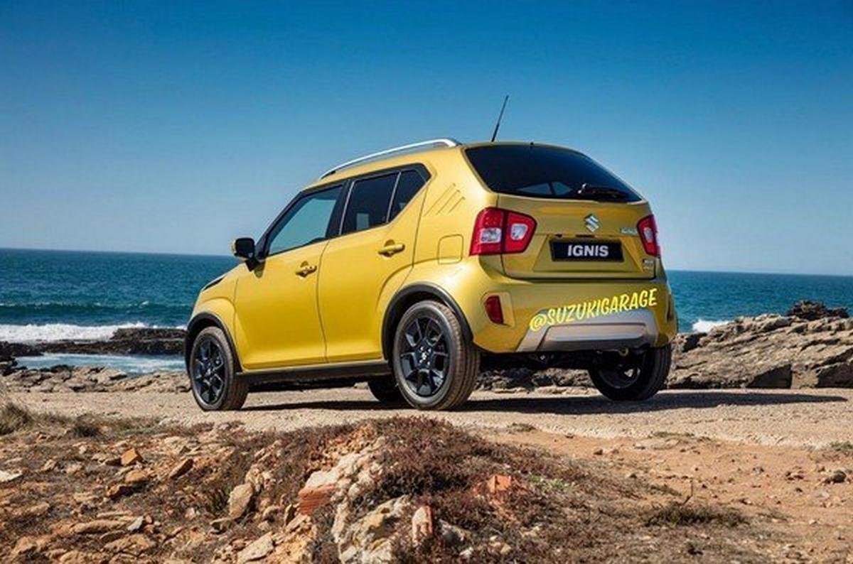 maruti ignis facelift spied rear angle