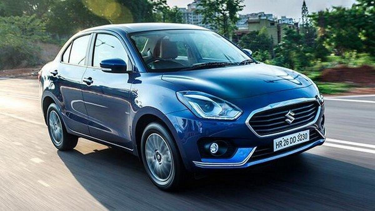 maruti dzire blue front three quarters