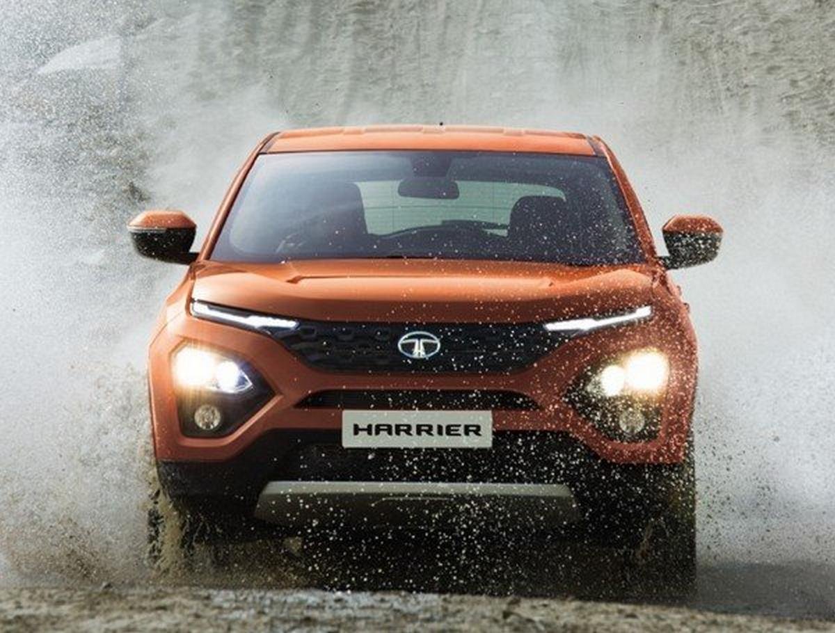 tata harrier orange front angle