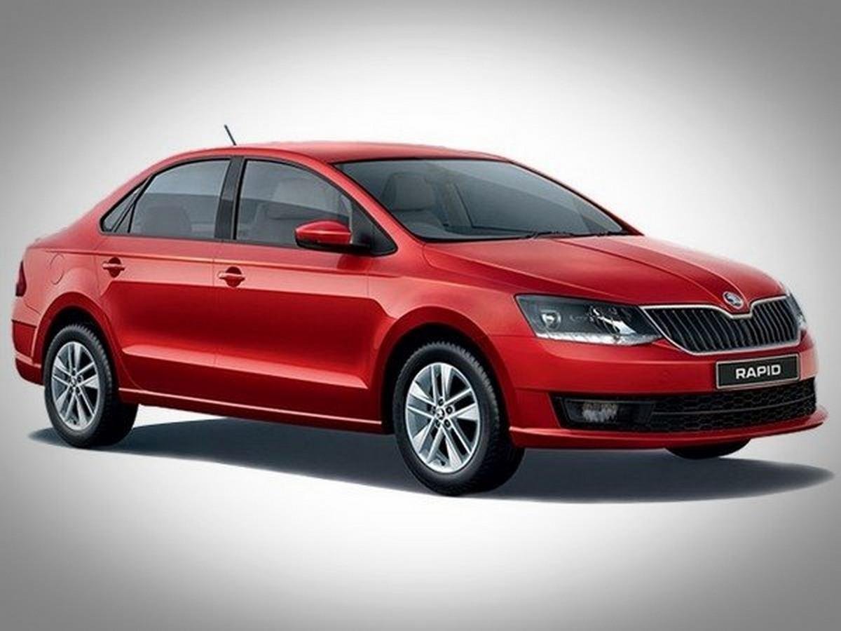 Skoda Rapid red color from left to right