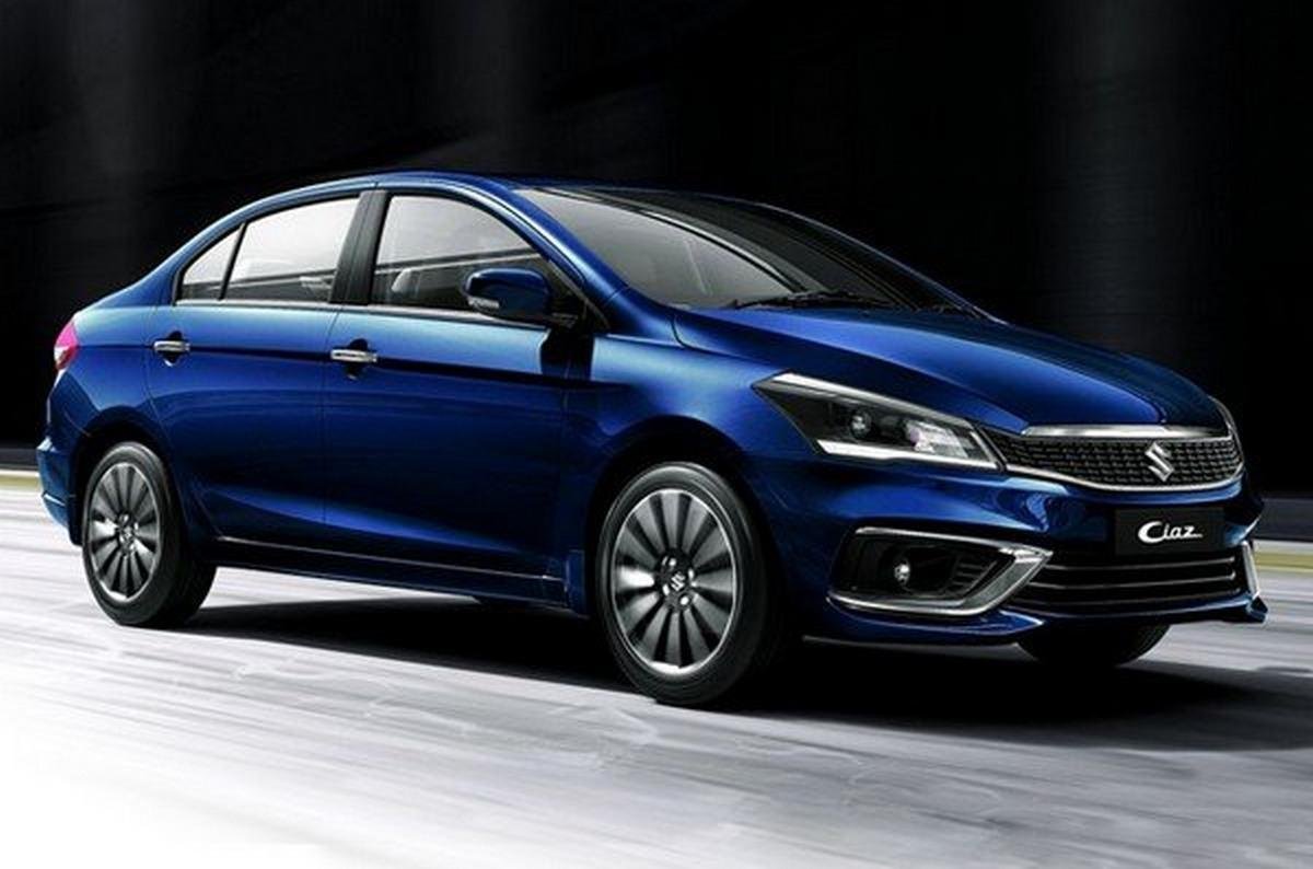 The Ciaz blue color from left to right