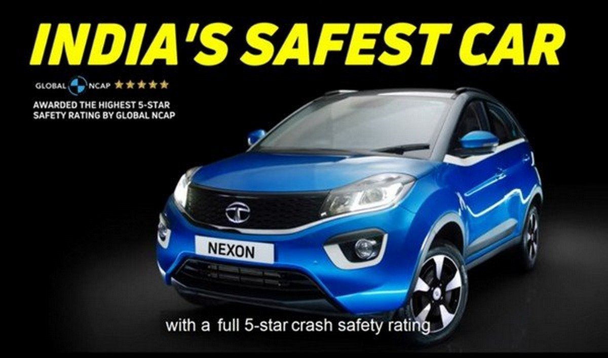 Tata Nexon blue side profile angle safety