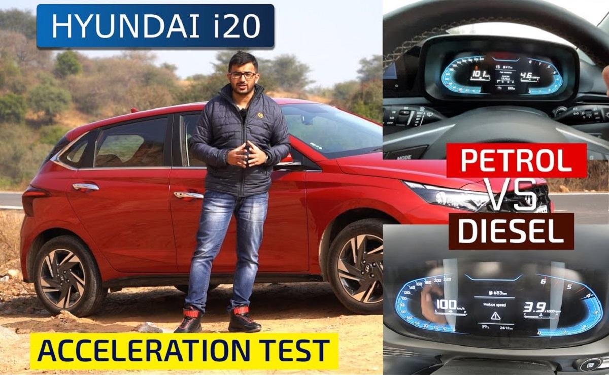 Hyundai i20 1.2L Petrol Vs 1.5L Diesel Acceleration Run, 0-100 kmph Tested