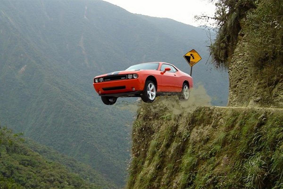 car on a cliff