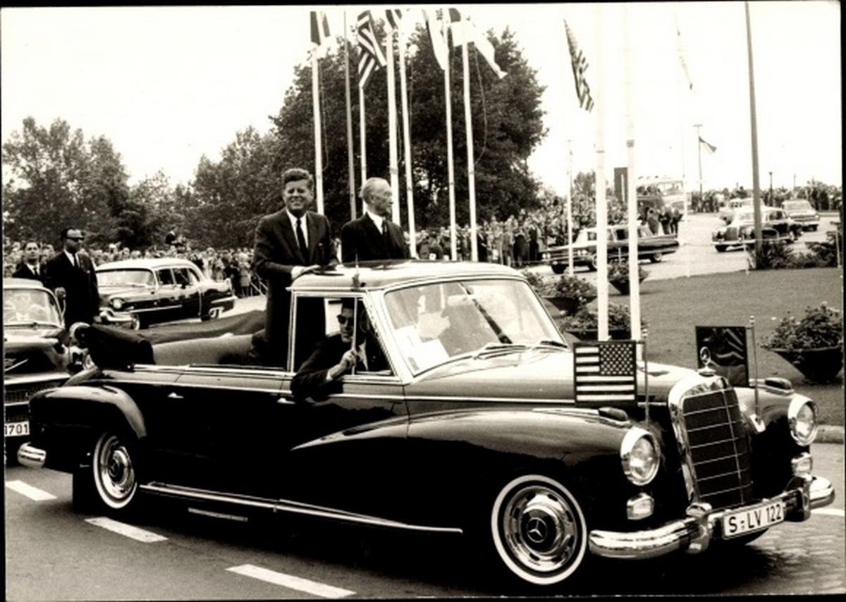 JFK and Adenauer in a Mercedes Benz 300D at a parade