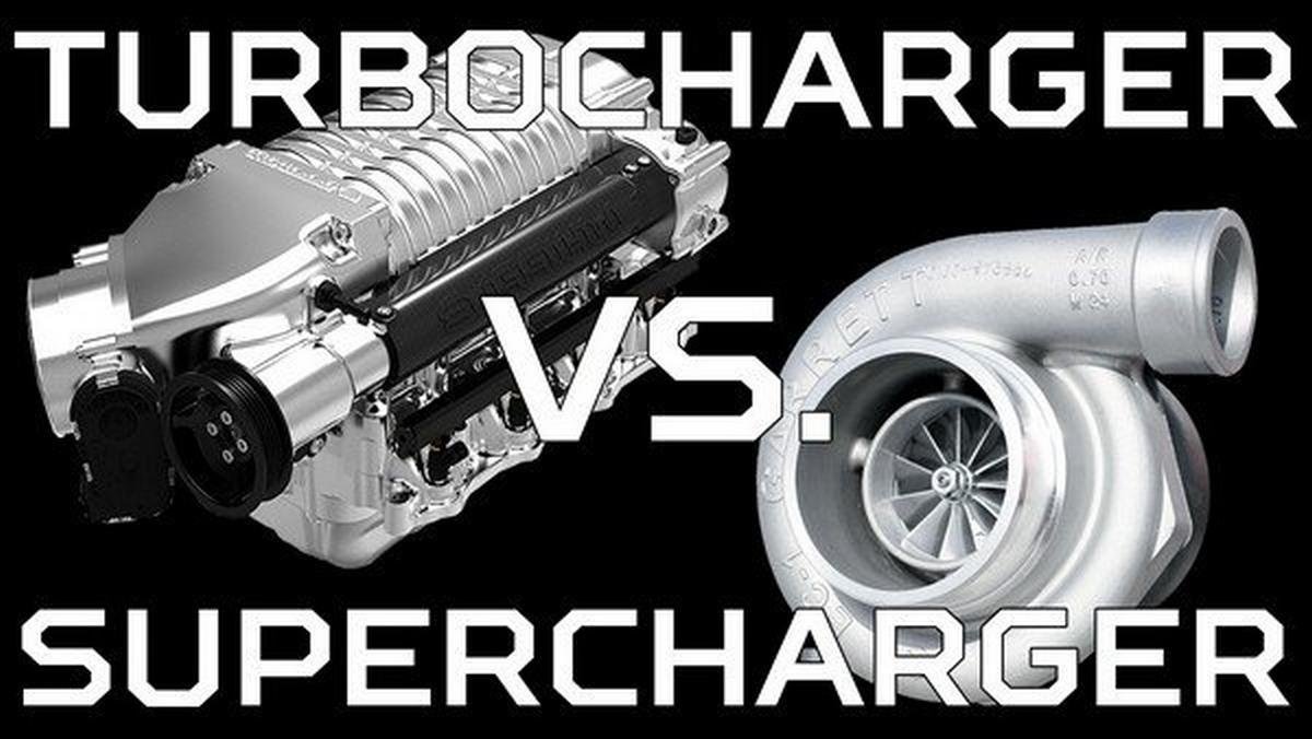 A turbocharger and a supercharger black background