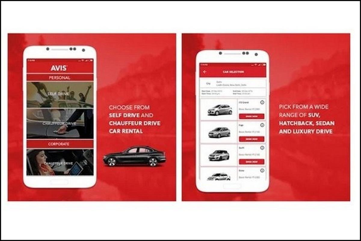 2 image of mobile app of booking car of avis