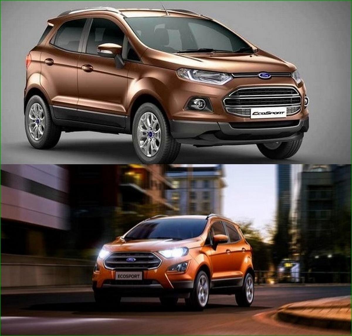 2017 vs 2016 Ford ecosport, front fascia