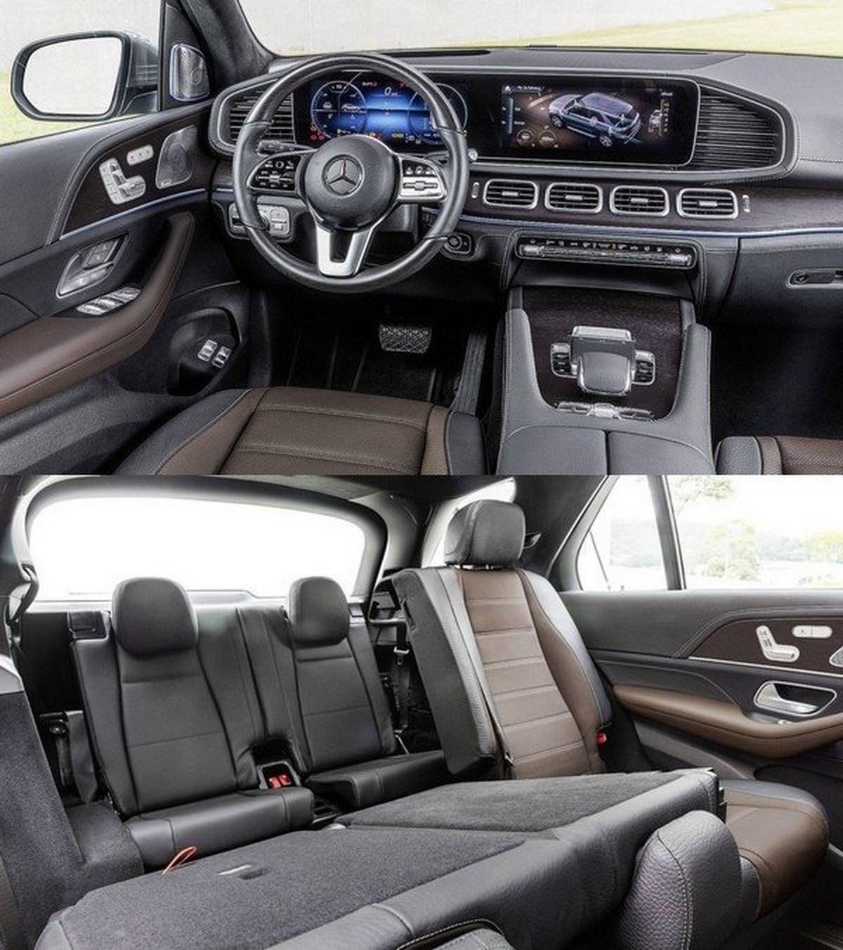 Mercedes GLE SUV interior dashboard and third seat row