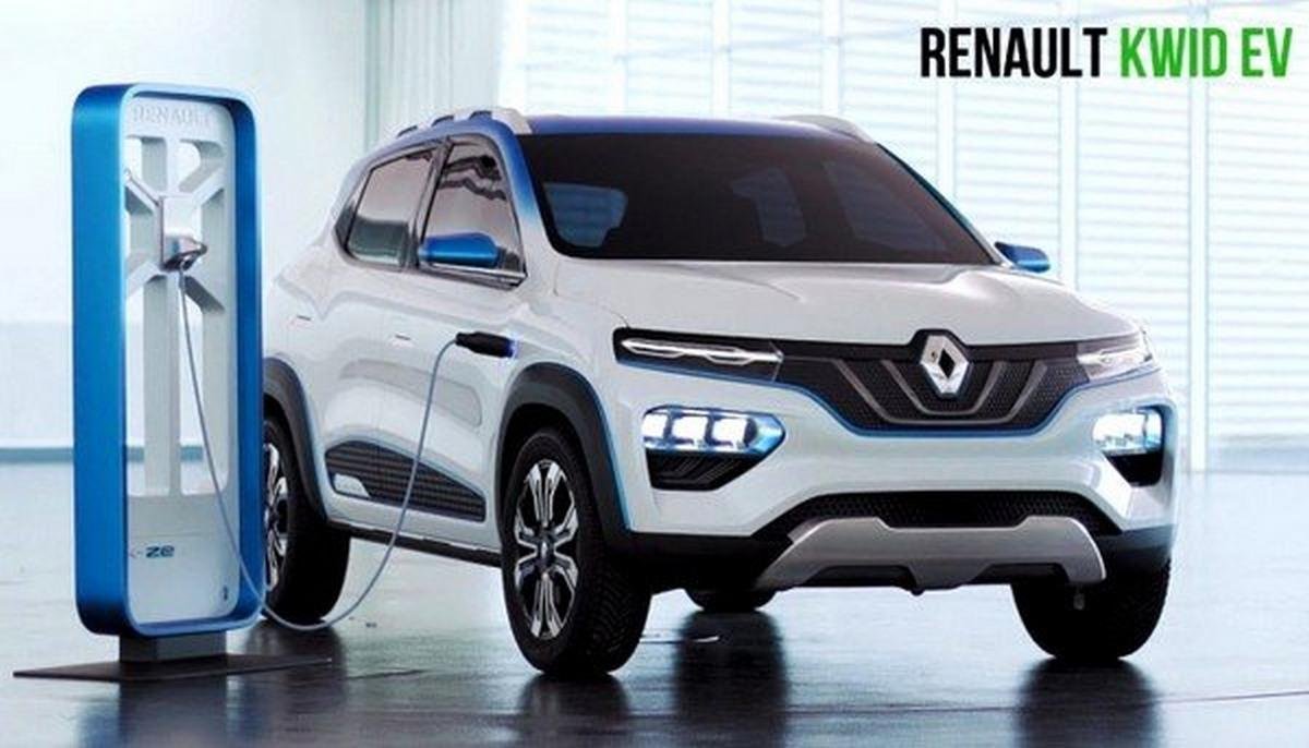 Renault Kwid EV white angular left charging 