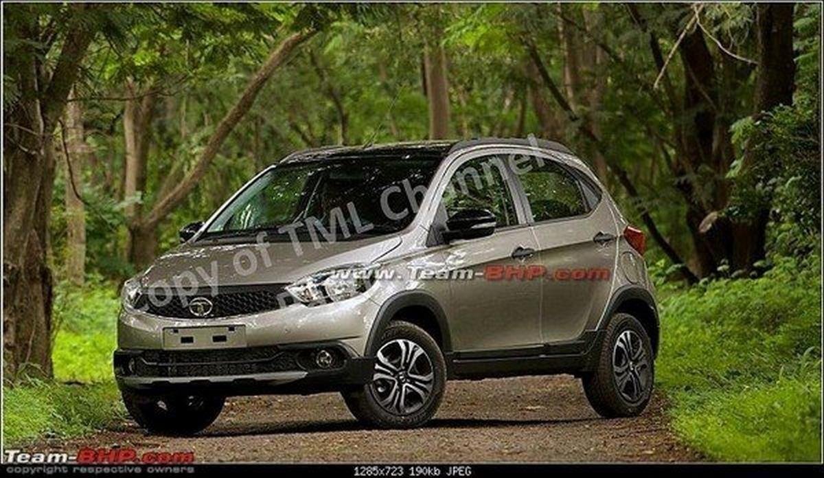 Tata Tiago NRG silver colour nature background