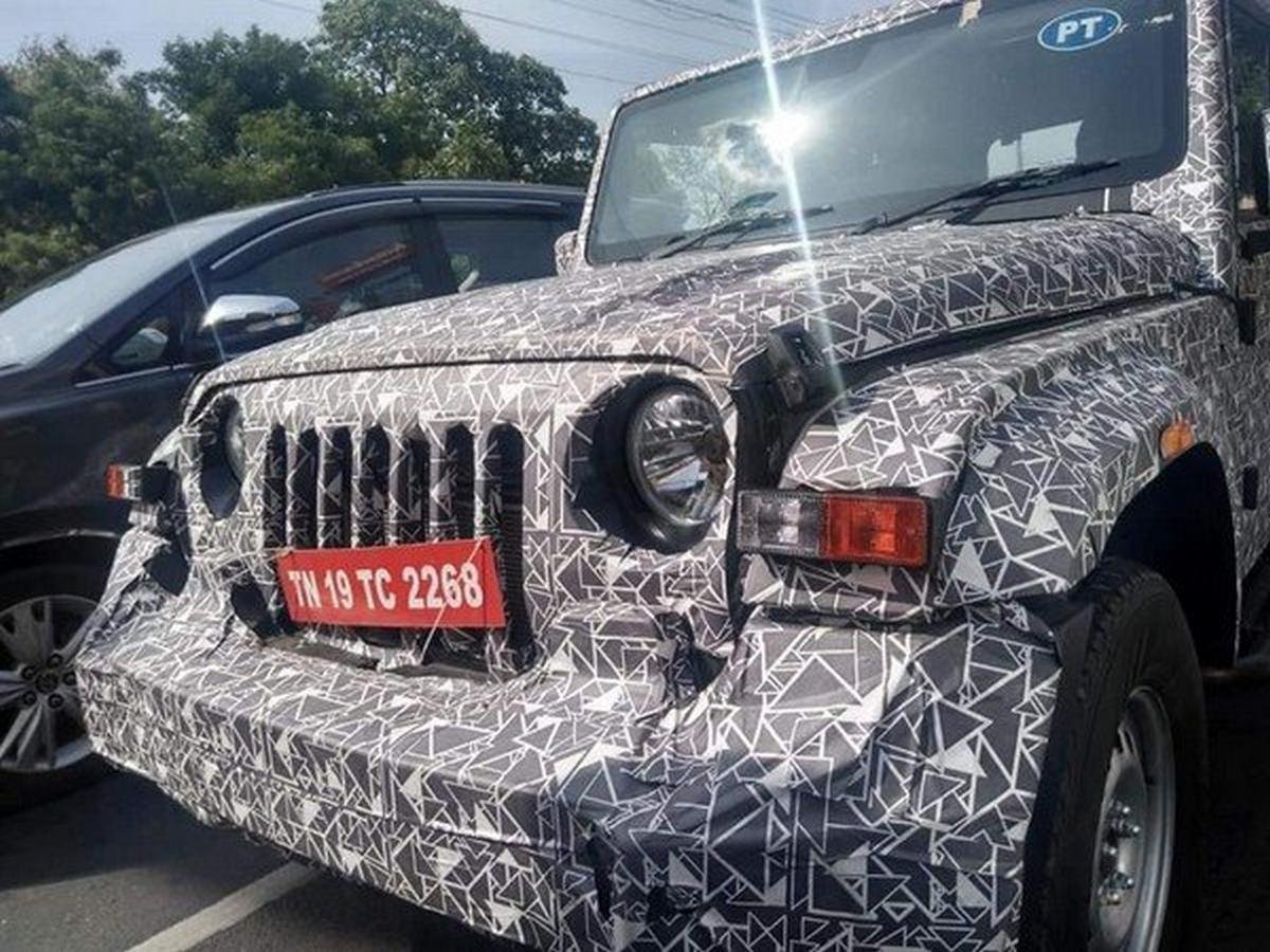 2020 mahindra thar camouflaged front angle