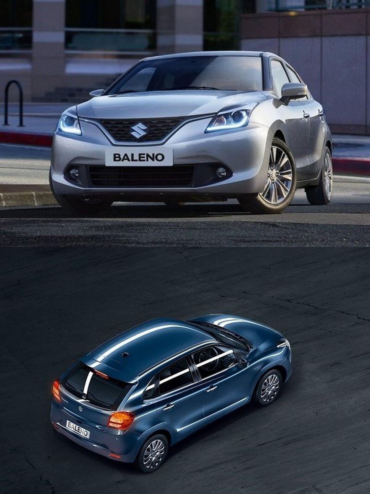 2018 Maruti Baleno, Silver and Blue, Front and Back angular look