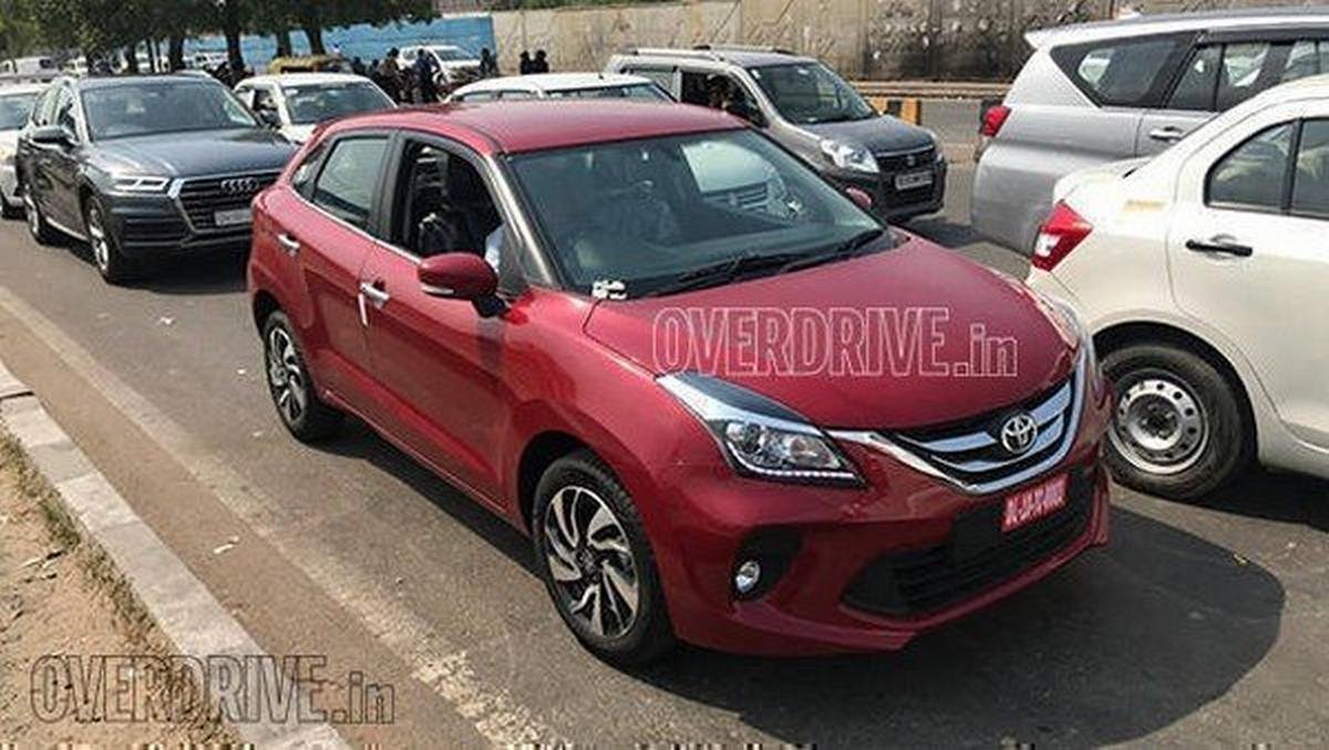 toyota glanza spied red front angle