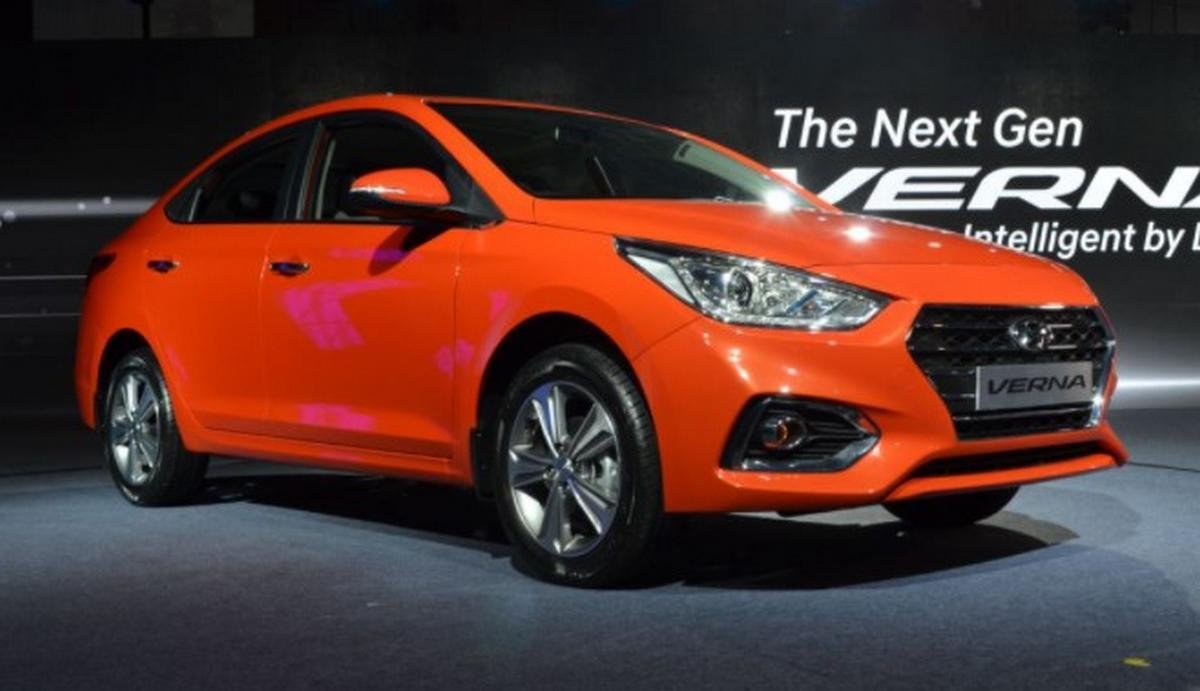 Orange Hyundai Verna front-side view