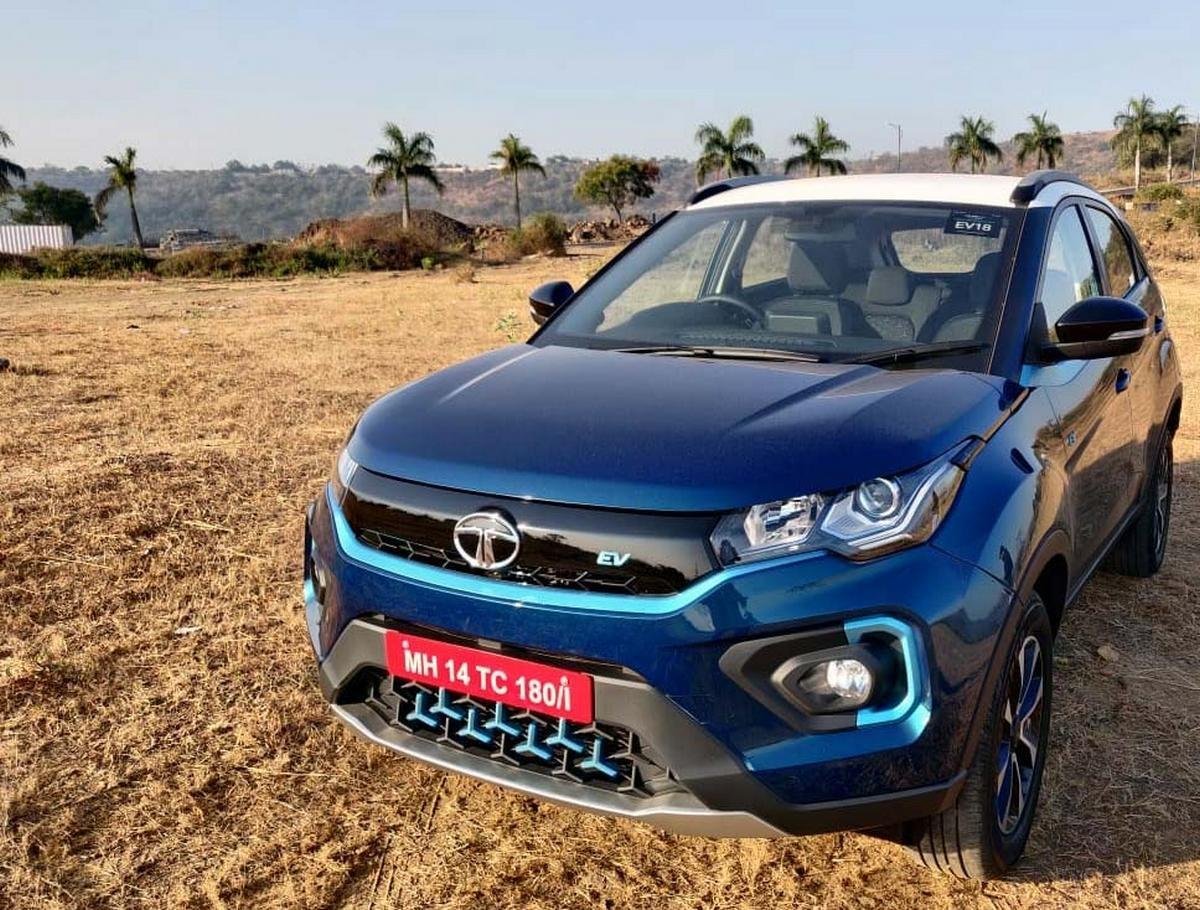 2021 Tata Nexon EV front three quarters