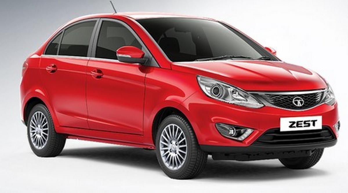 Red Tata Zest front-side view