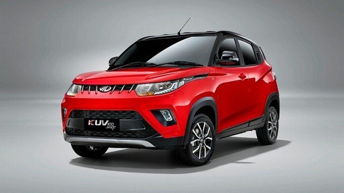 mahindra kuv100 red black front profile