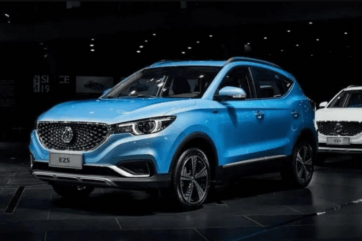 mg ezs 2019 india blue front and side look