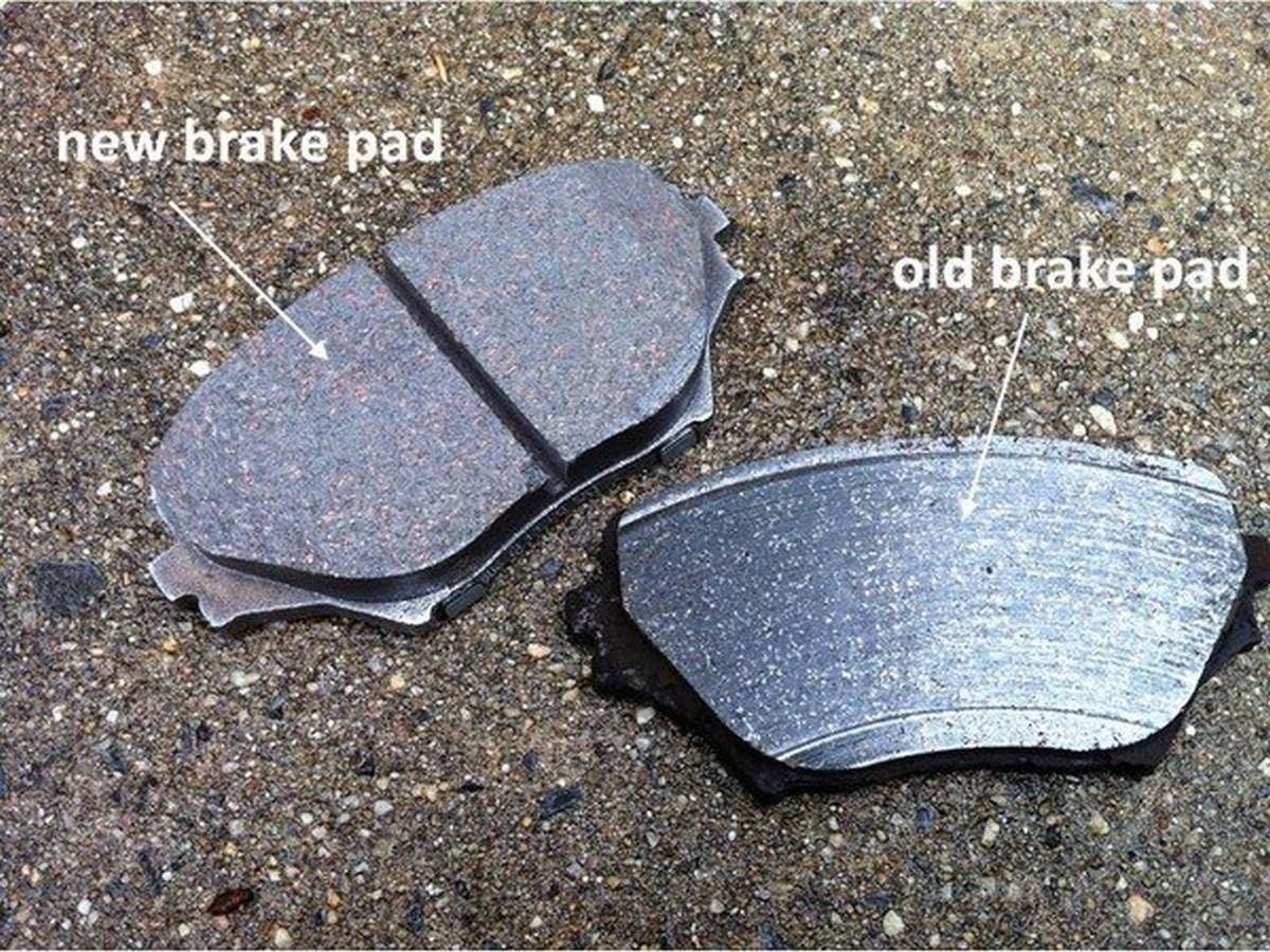  old and new brake pads