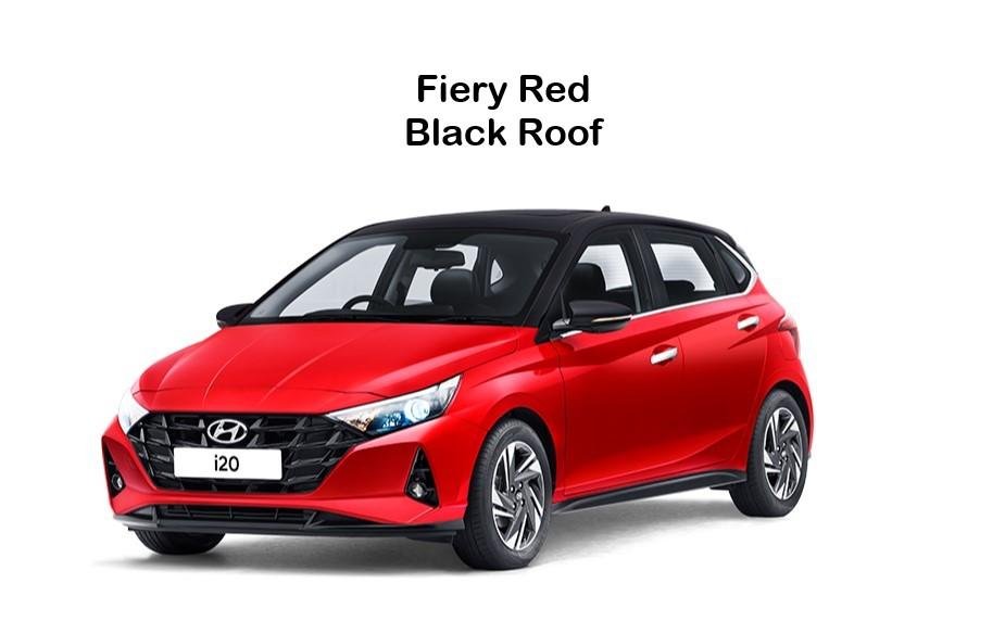 2021 Hyundai i20 Fiery Red black roof