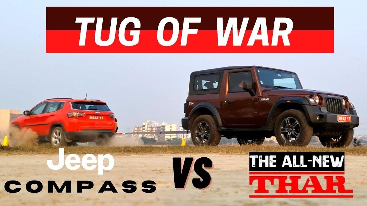 Jeep Compass Vs Mahindra Thar Compete In Tug Of War, Results May Surprise You - VIDEO