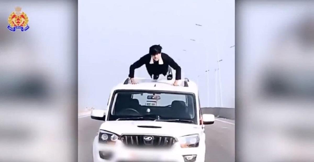 Driver Climbs Up On Mahindra Scorpio's Roof To Do Push-Ups, Arrested