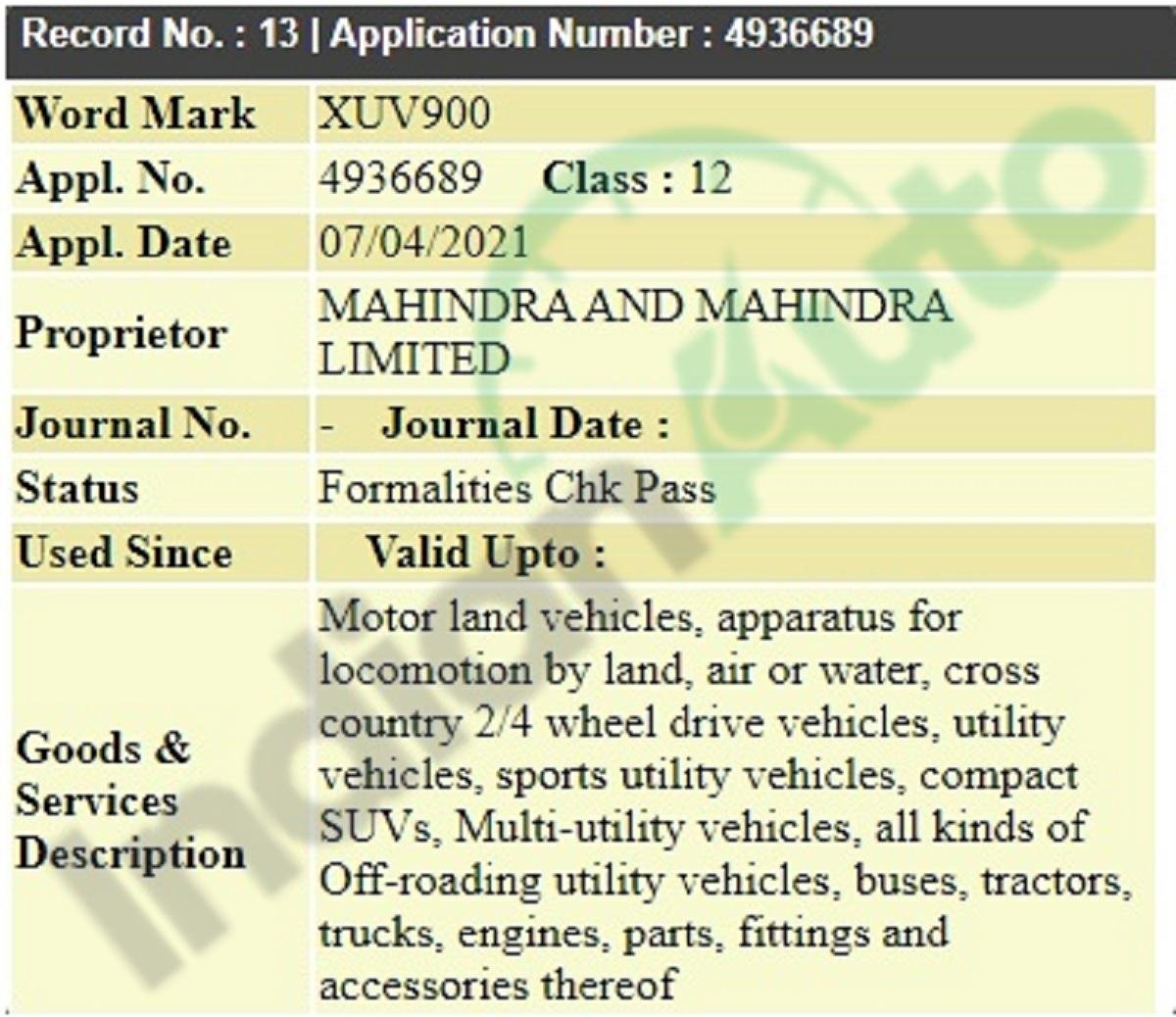 Mahindra Trademarks XUV900 Name For Its Flagship SUV