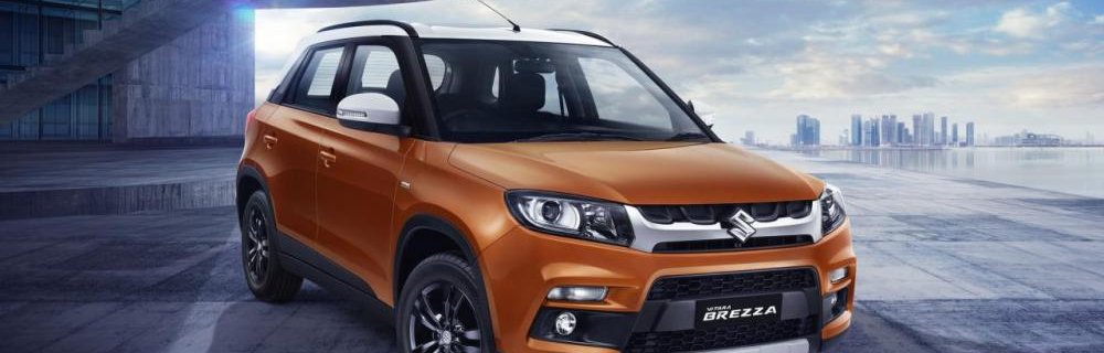 Maruti Suzuki Vitara Brezza 2018 front look orange colour