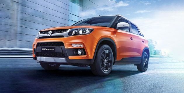 Maruti Suzuki Vitara Brezza 2018 front look orange colour