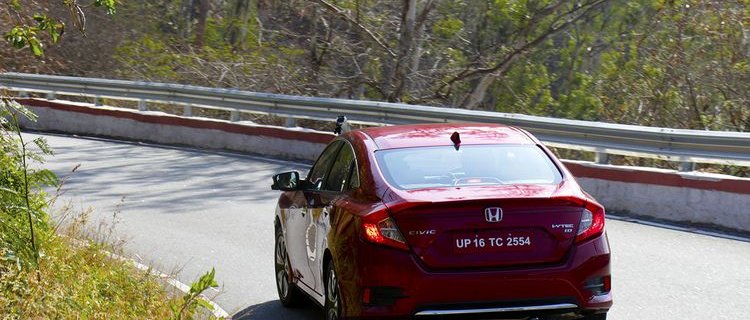 2019 Honda Civic rear angle in action