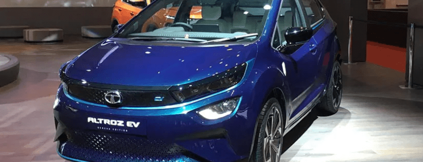 2020 Tata Altroz EV blue front angle