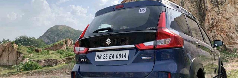 2019 Maruti XL6 blue rear angle