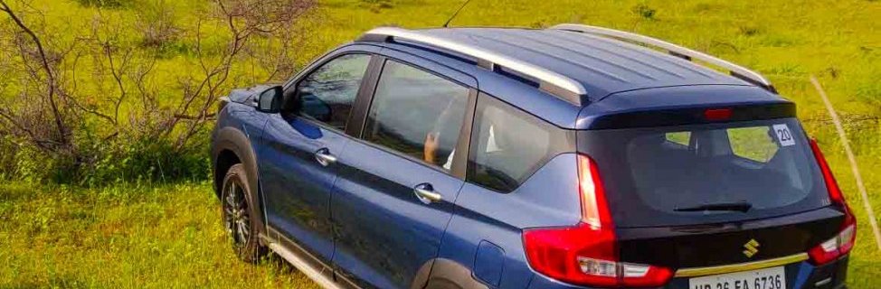 2019 Maruti XL6 blue rear angle shot above