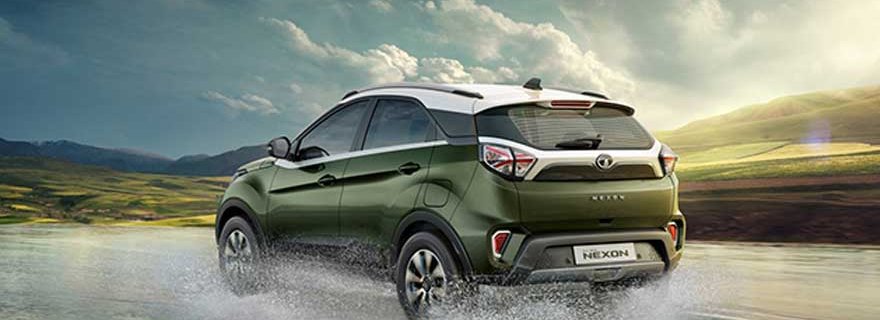 2020 Tata Nexon rear three quarters image 2