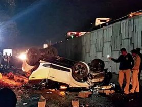 Tata Nexon Lands Upside Down After Falling From a Flyover, All Occupants Safe