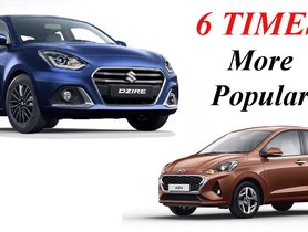 Maruti Dzire More Than 6 Times More Popular Than Hyundai Aura In May 2020