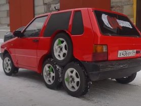 Modified Fiat Uno Looks WILD and WACKY with 8 Wheels