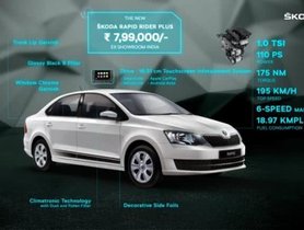 Skoda Rapid Rider Plus Launched At INR 7.99 Lakh